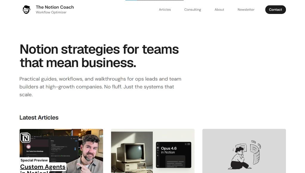 NotionCoach.com website after upgrading from TheNotionCoach.com